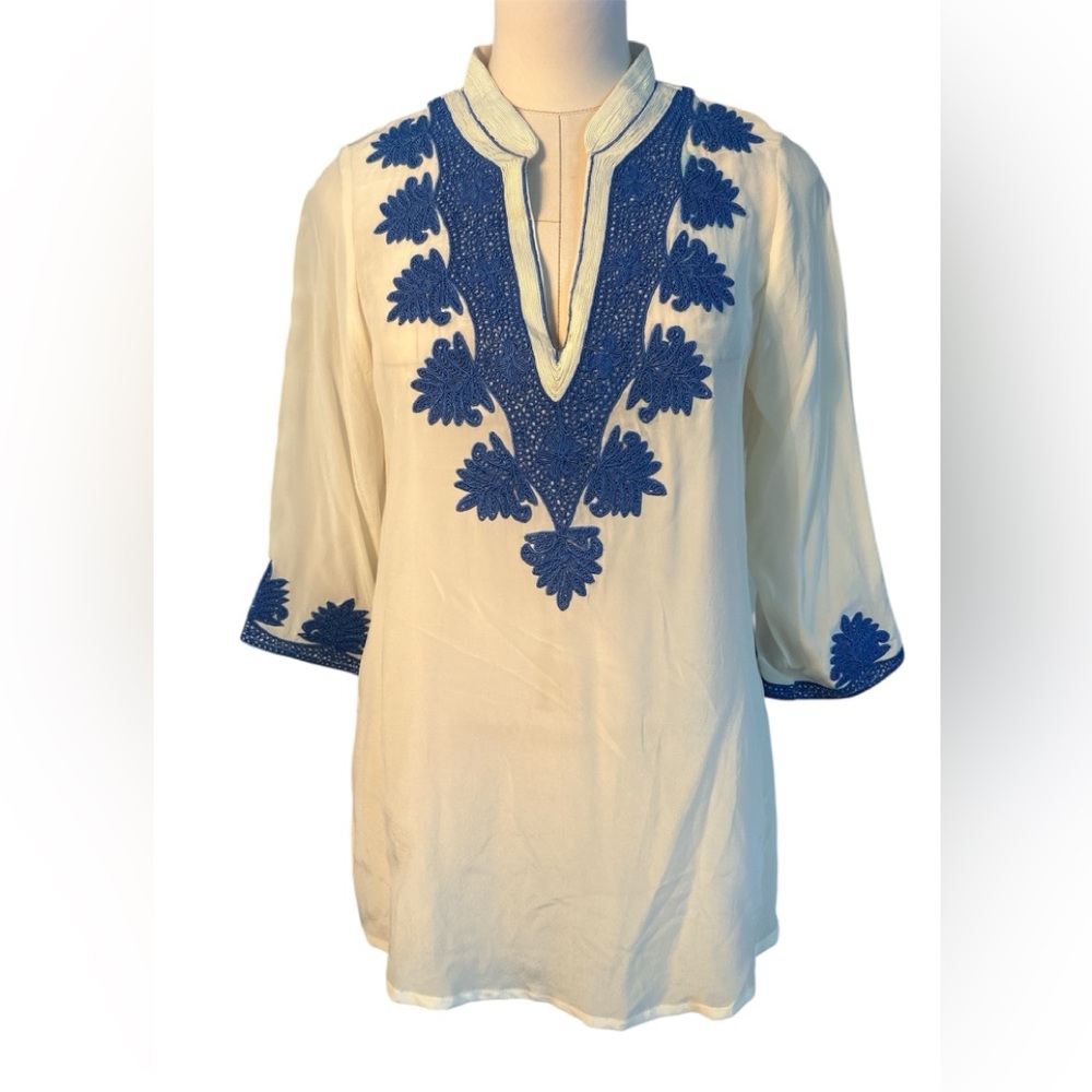 Rory Beca silk embroidered tunic top small